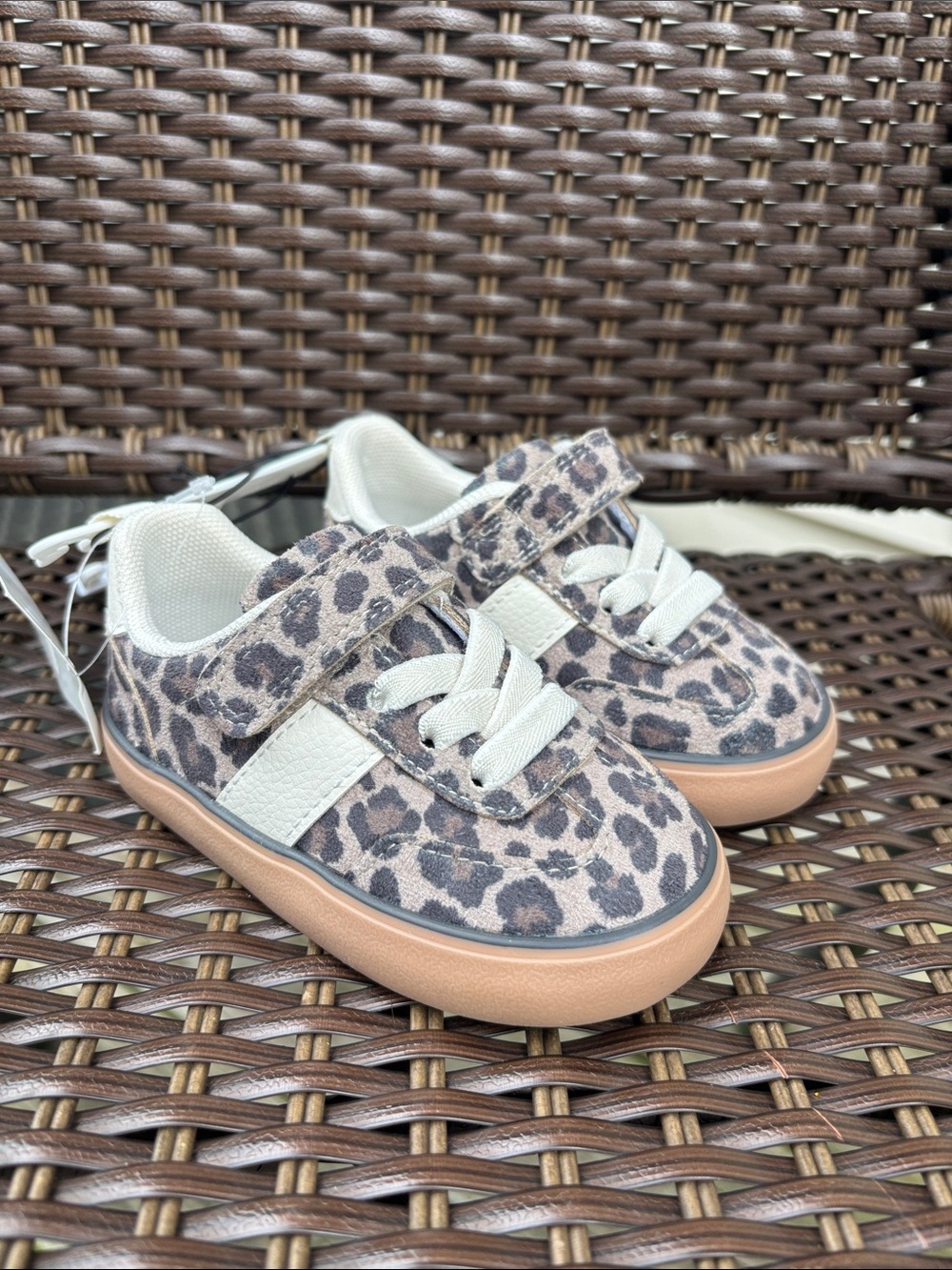 H&M Leopard Print Velcro Sneakers in Taupe and Pink NWT